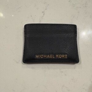 Michael Kors Black Card Holder with Gold Logo
